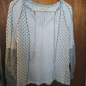 Lucky Brand Black and White Floral Blouse